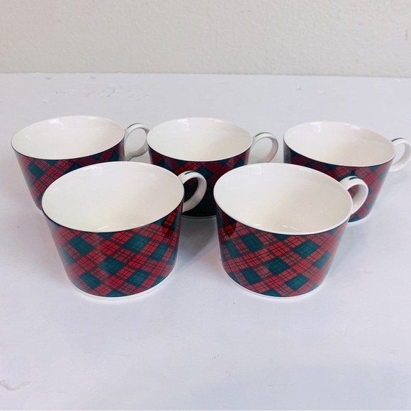 Set Of 5 Arita Charles Roberts Tartan Plaid Cups 8oz - Picture 3 of 6